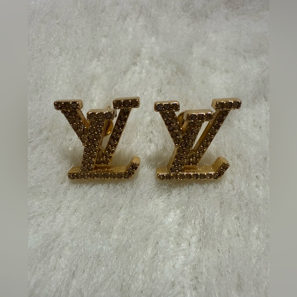 Monogram Crystals Goldtone Crystals Earrings LV Fashion Jewelry
